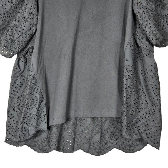 Pomander Place Emi Tee Womens Large Eyelet Flutter Sleeve Scallop Hem Tuckernuck - Picture 5 of 12